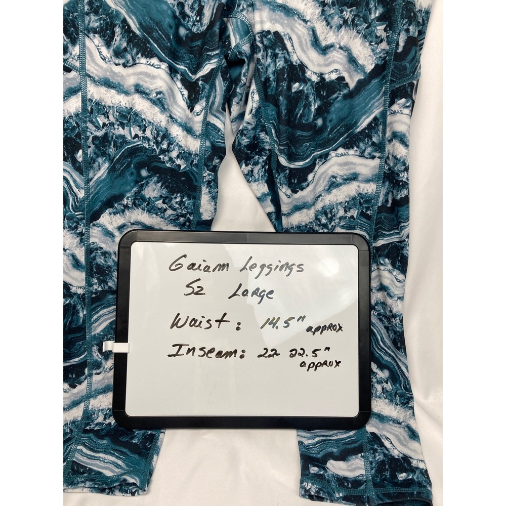 Gaiam High-Rise Printed Yoga Leggings Women's Large Blue Teal Activewear‎ - Picture 3 of 7
